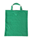 Borsa Shopping Prada in Jersey Verde con Logo
