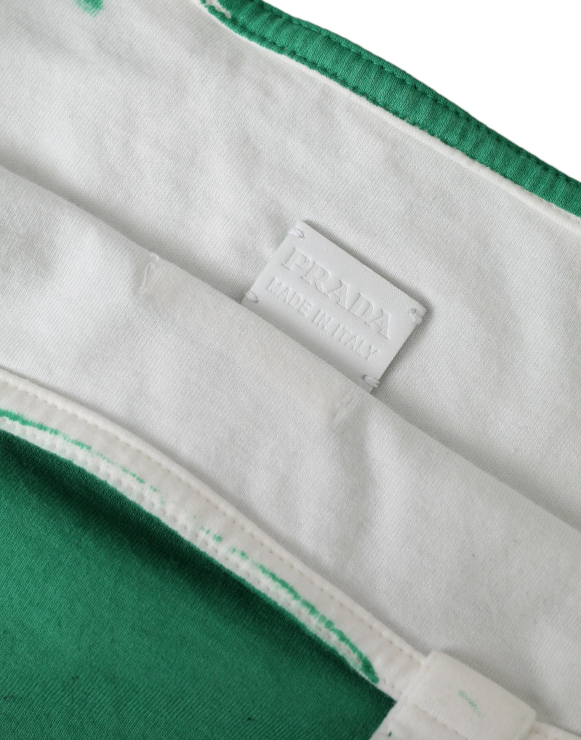 Borsa Shopping Prada in Jersey Verde con Logo