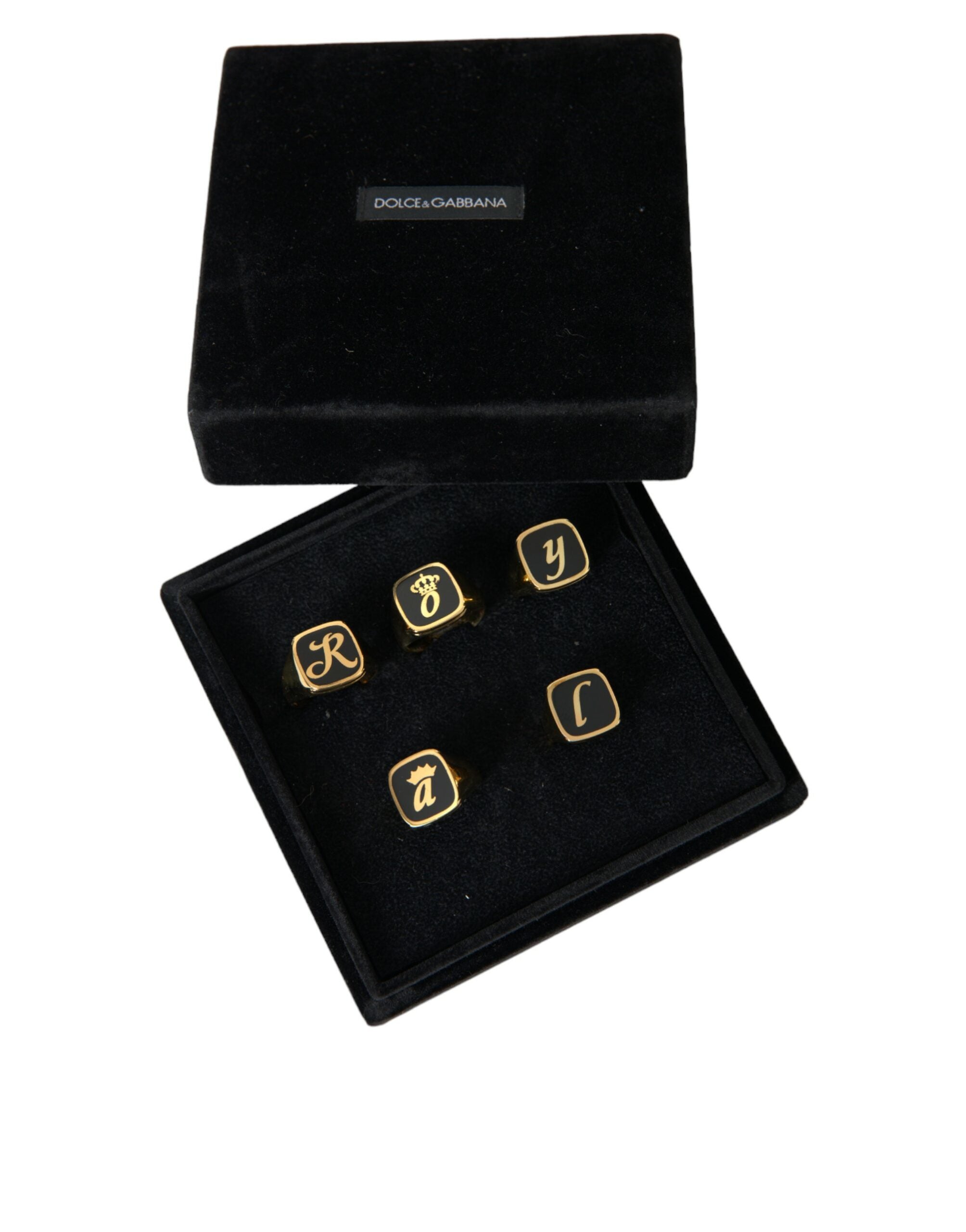 Dolce & Gabbana Anello set di 5 ROYAL in ottone dorato e smalto