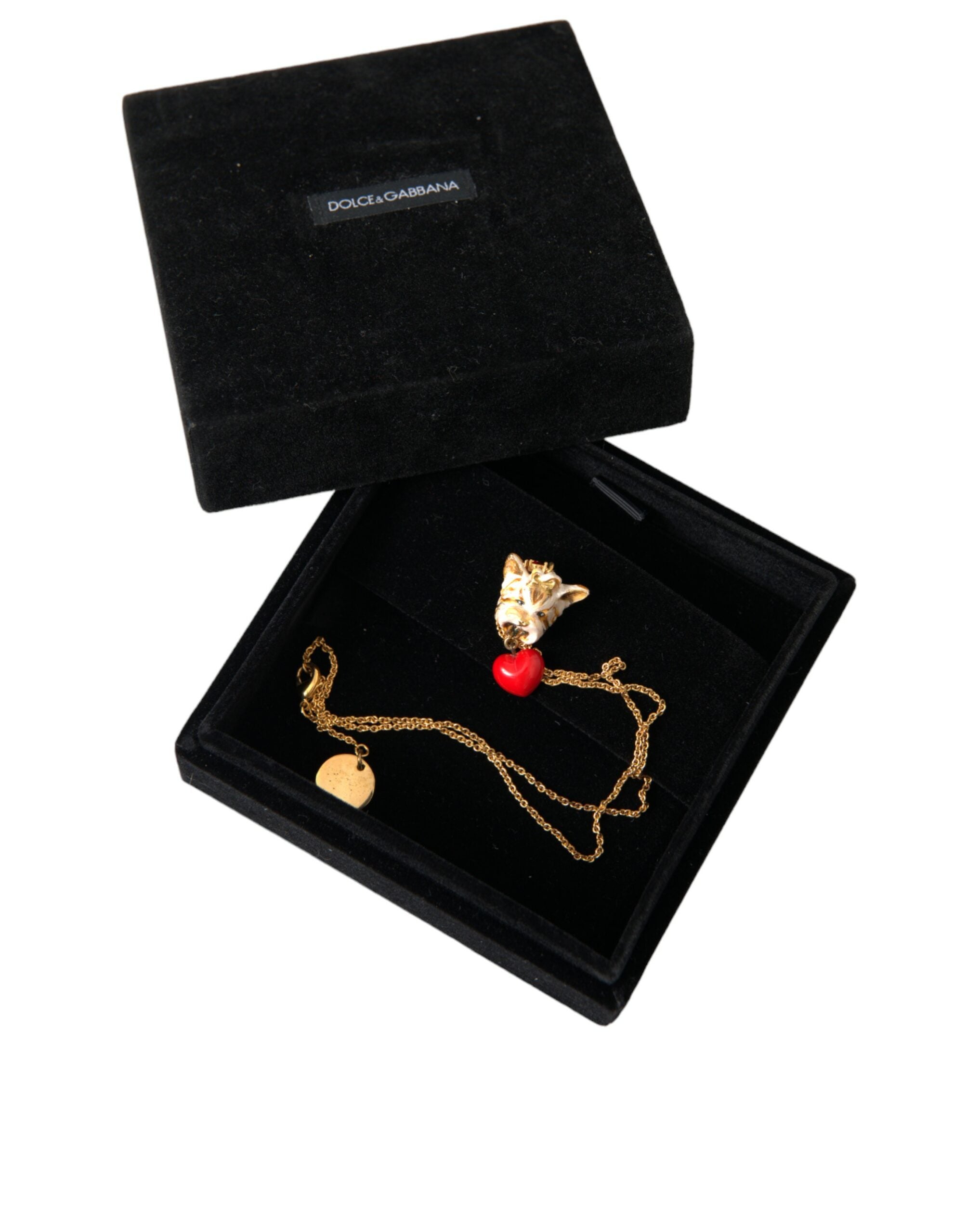 Collana Dolce & Gabbana con ciondolo a cuore per cane in ottone dorato