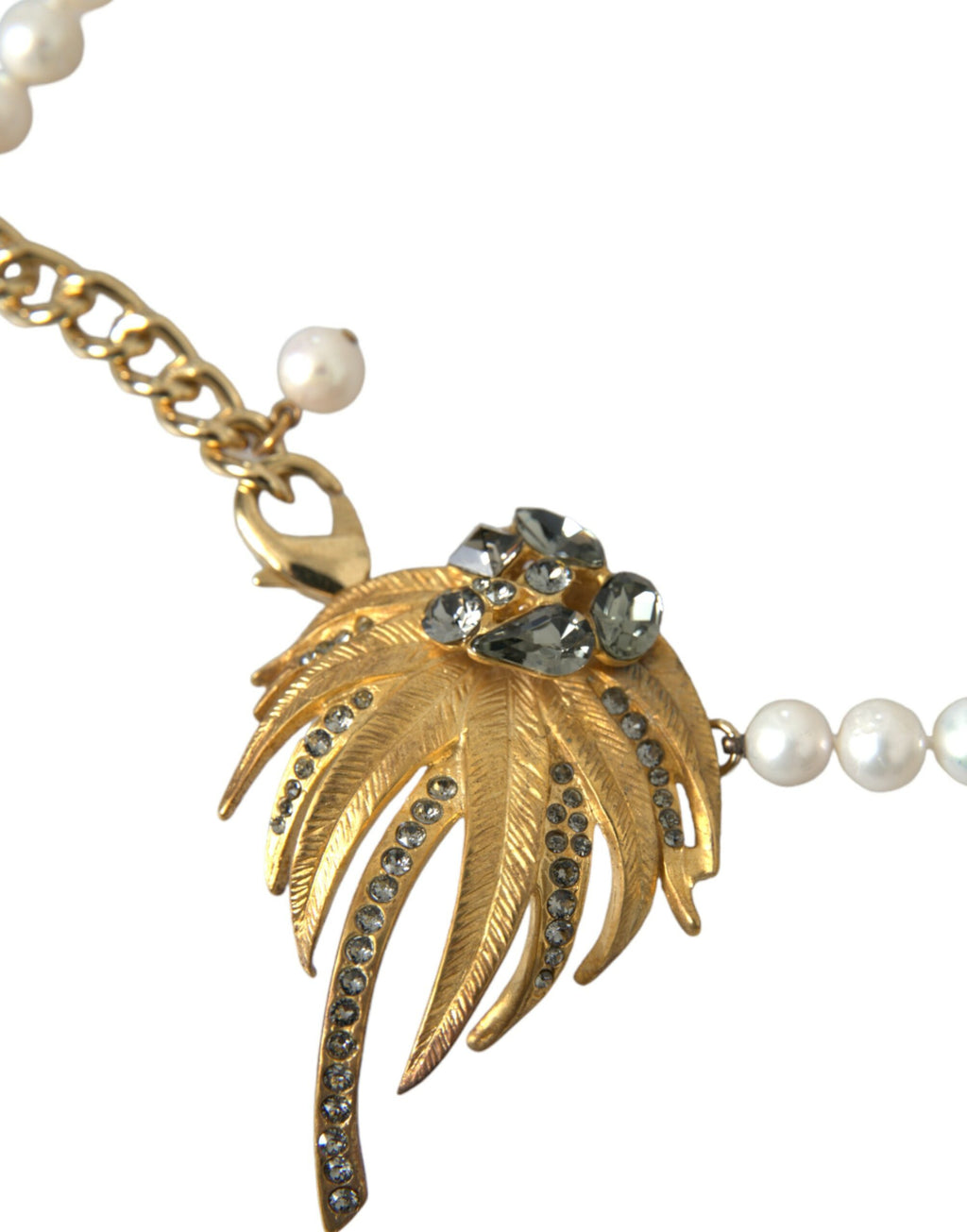 Collana con ciondolo a forma di albero in ottone dorato, cristallo e perle Dolce & Gabbana