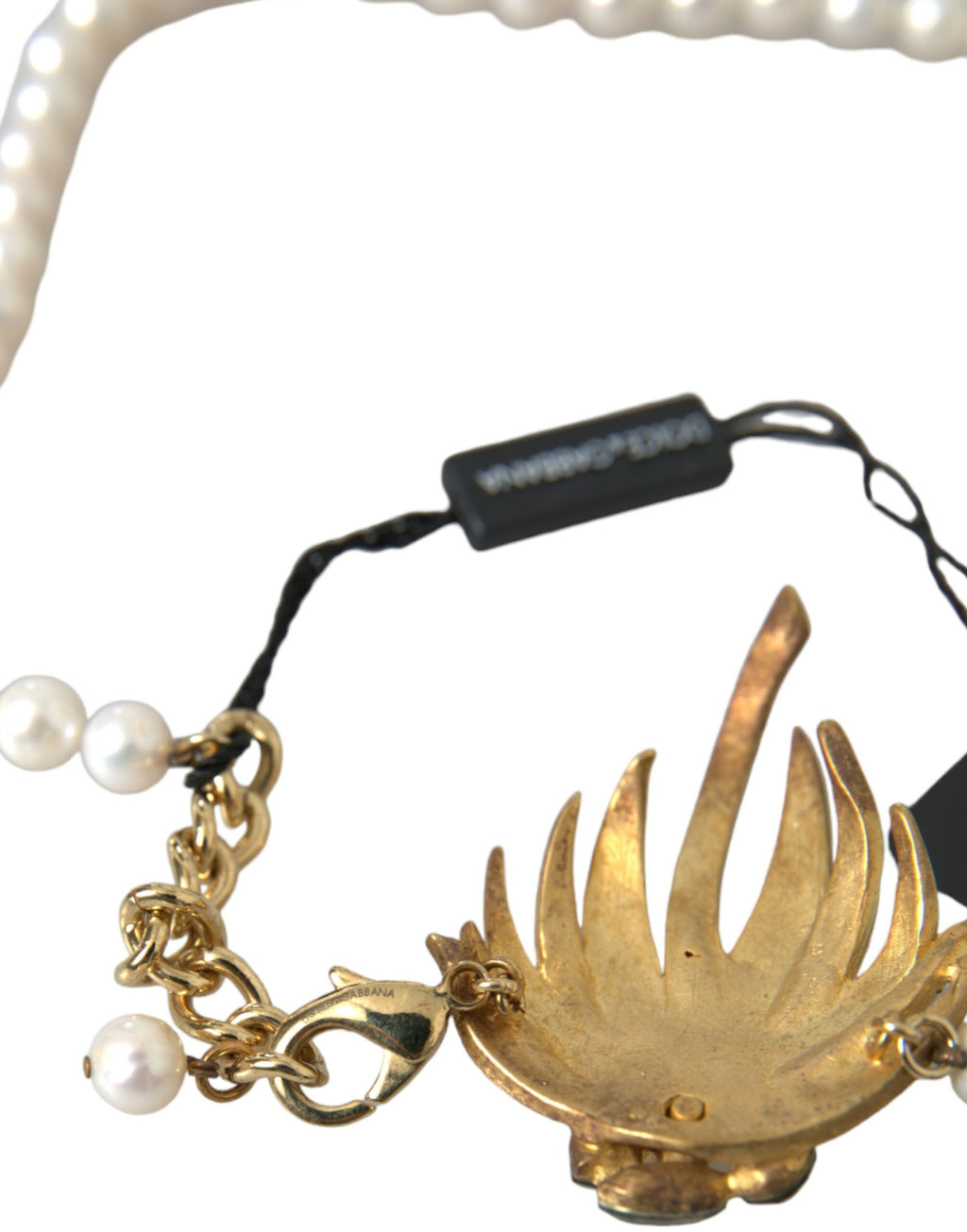 Collana con ciondolo a forma di albero in ottone dorato, cristallo e perle Dolce & Gabbana