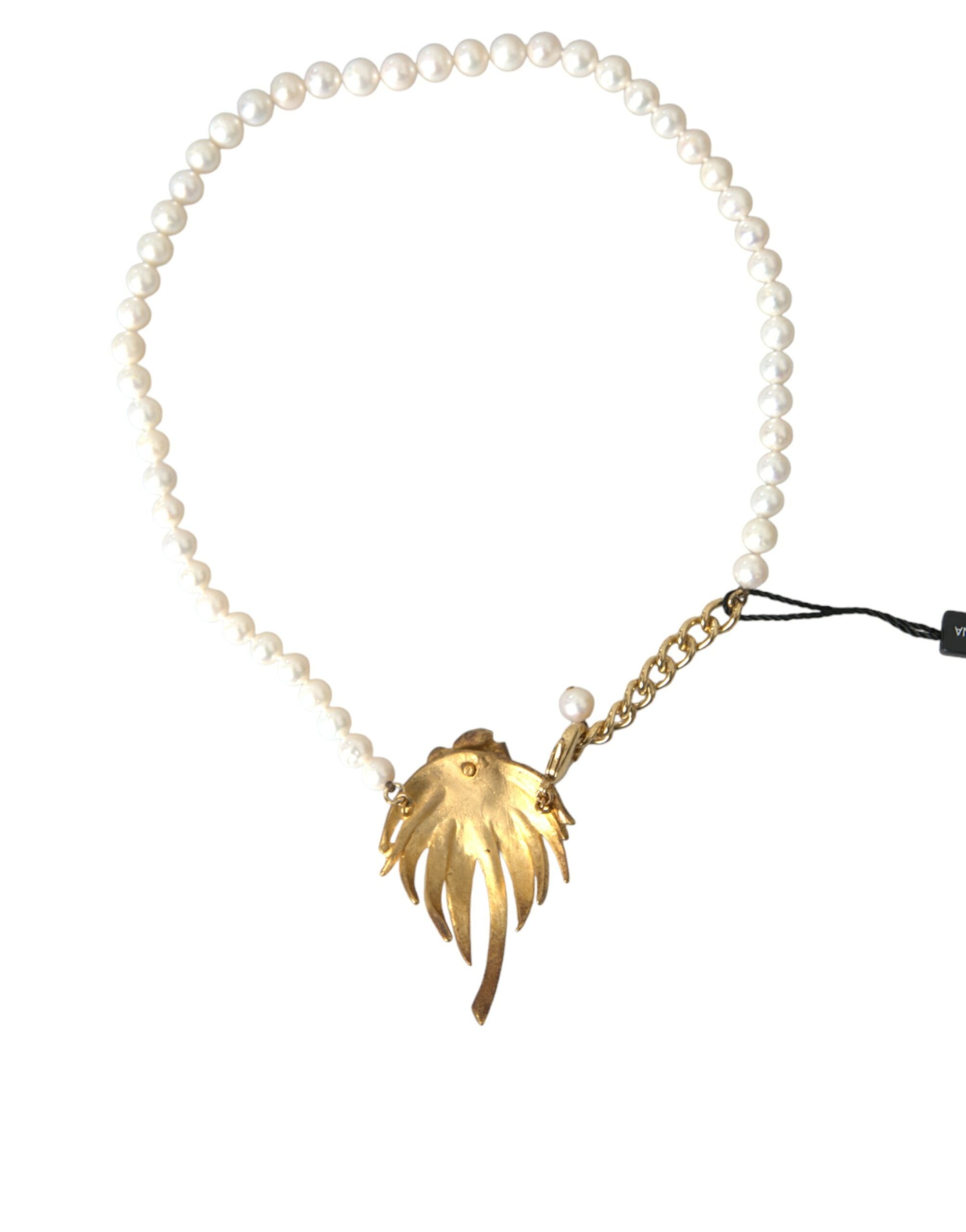 Collana con ciondolo a forma di albero in ottone dorato, cristallo e perle Dolce & Gabbana