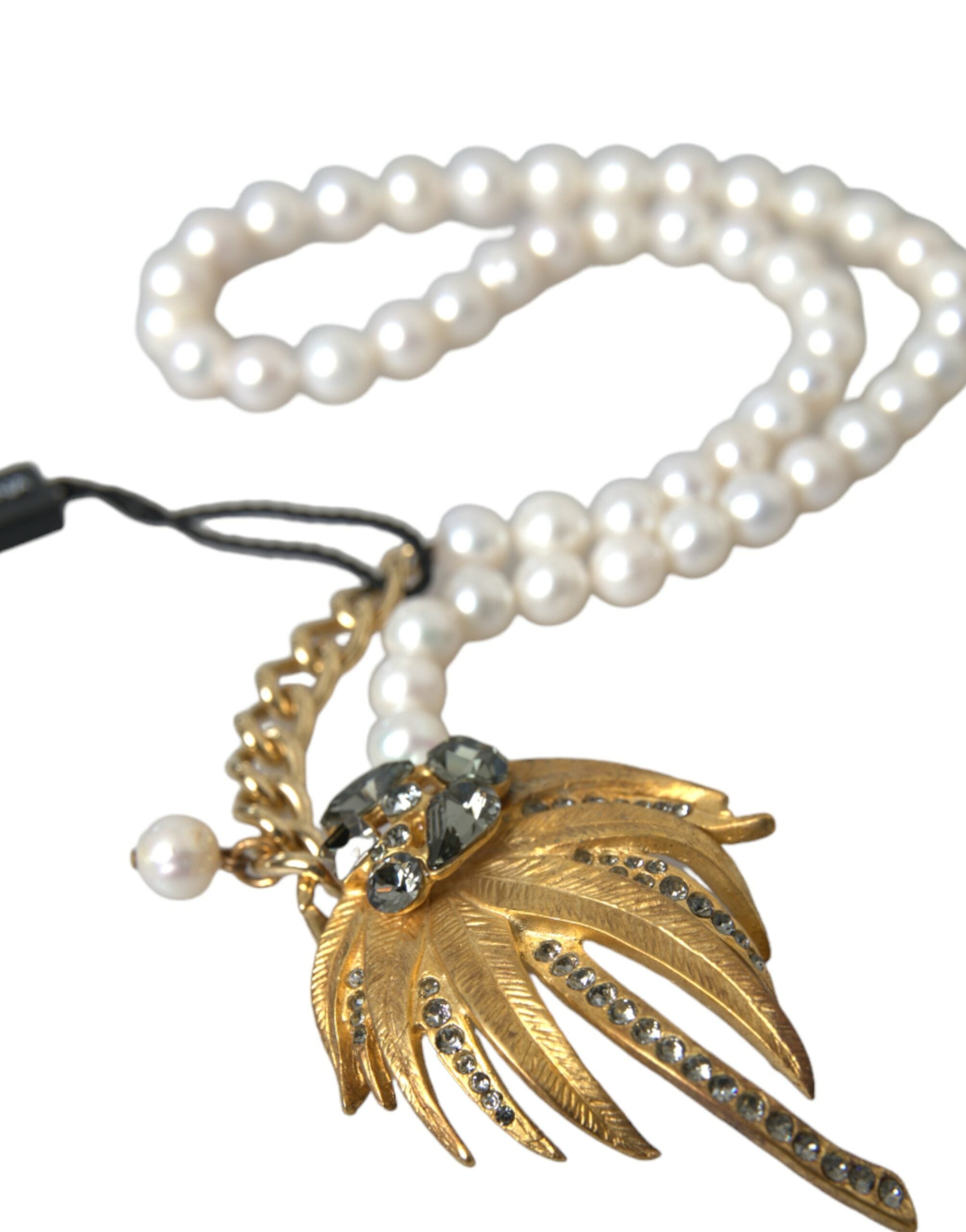 Collana con ciondolo a forma di albero in ottone dorato, cristallo e perle Dolce & Gabbana
