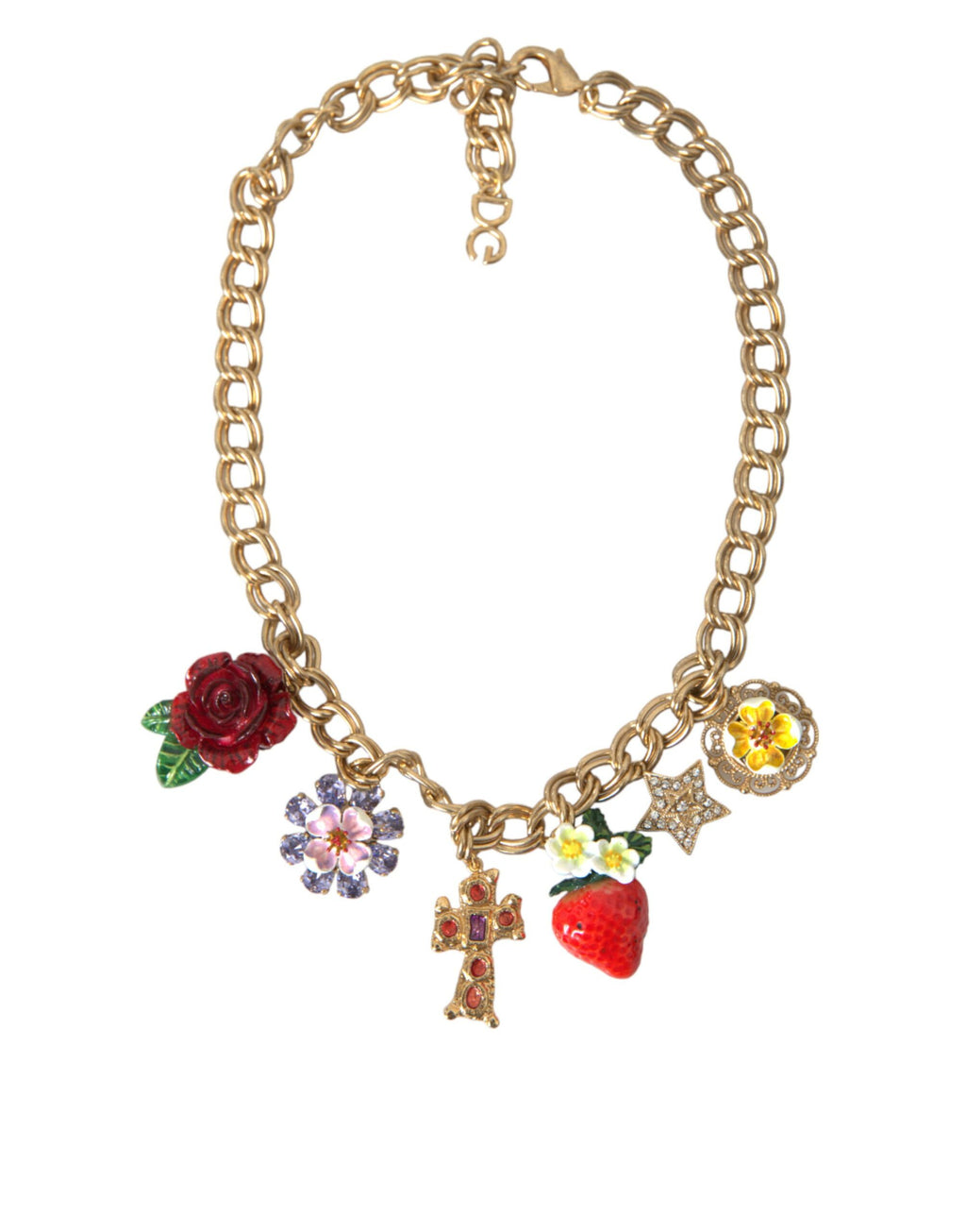 Collana Dolce & Gabbana con ciondolo a croce, fragola e stella con catena d'oro
