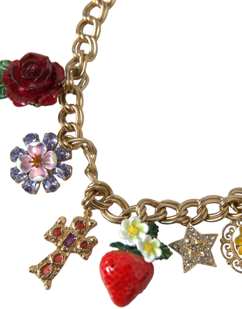 Collana Dolce & Gabbana con ciondolo a croce, fragola e stella con catena d'oro