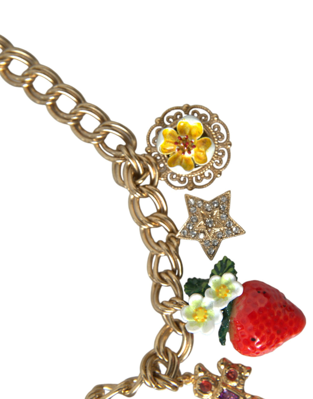 Collana Dolce & Gabbana con ciondolo a croce, fragola e stella con catena d'oro
