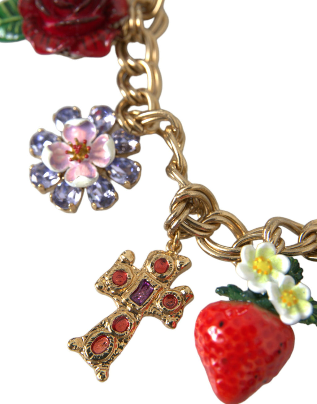 Collana Dolce & Gabbana con ciondolo a croce, fragola e stella con catena d'oro