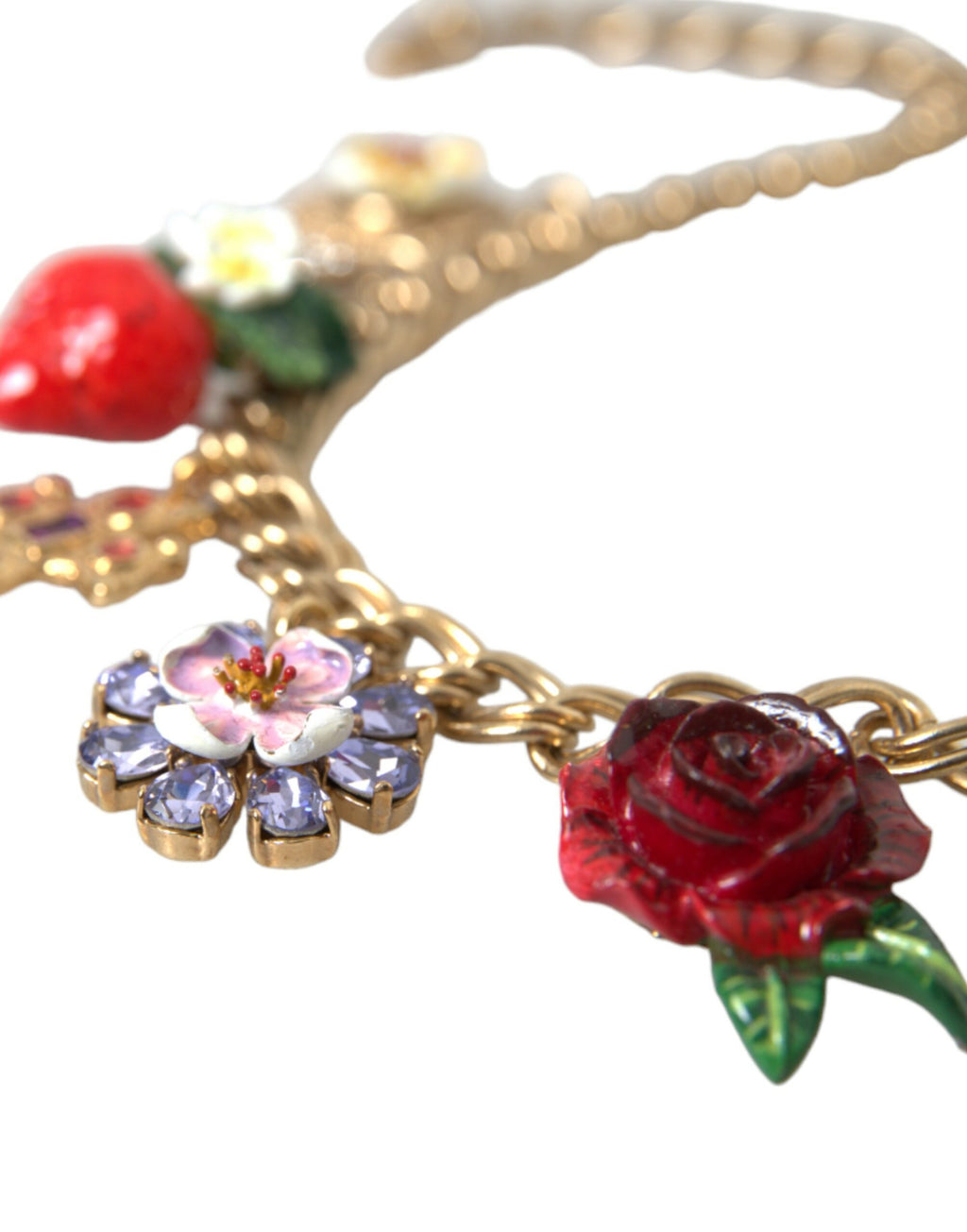 Collana Dolce & Gabbana con ciondolo a croce, fragola e stella con catena d'oro