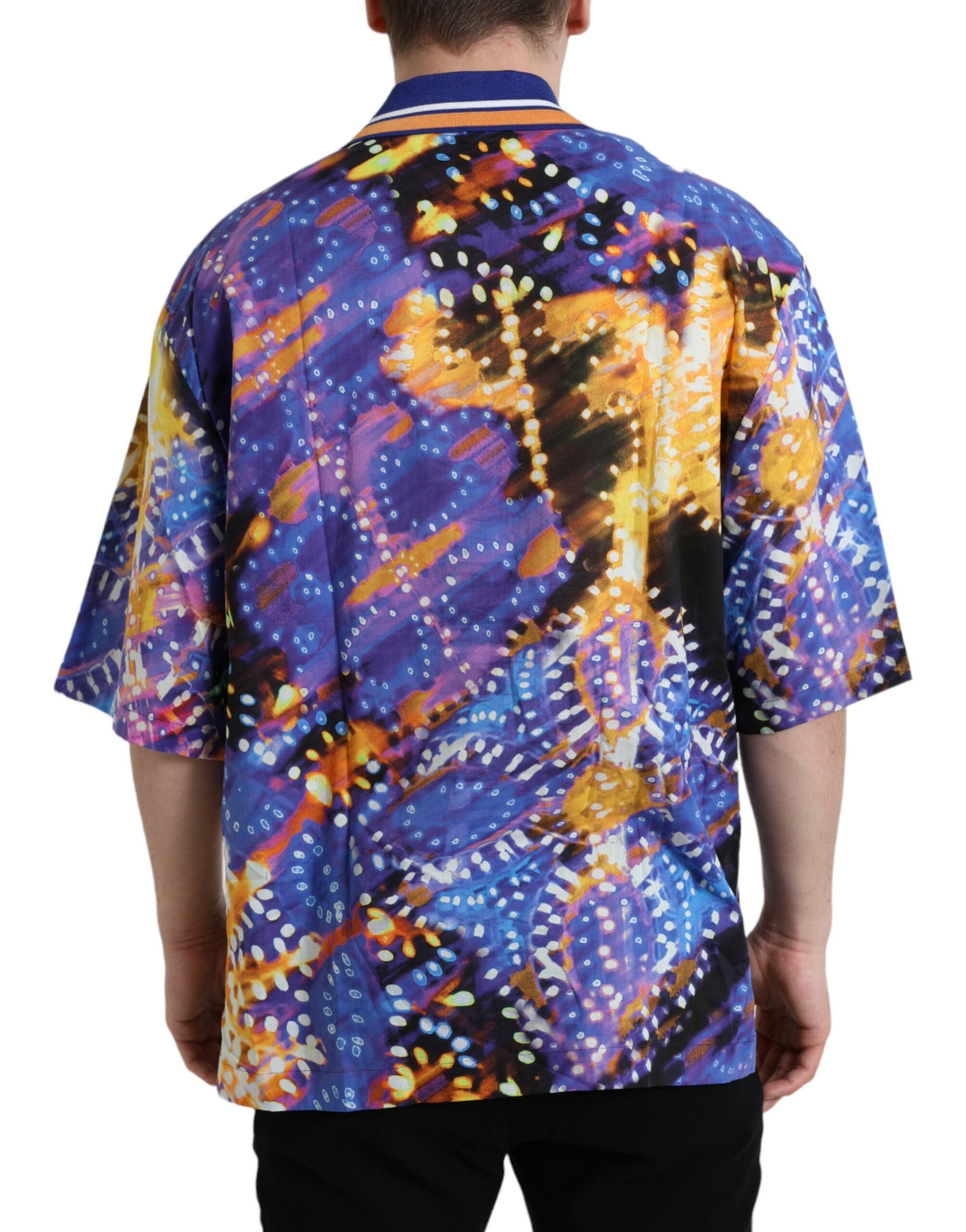 Camicia Casual in Cotone Stampa Luminarie Multicolor Dolce & Gabbana