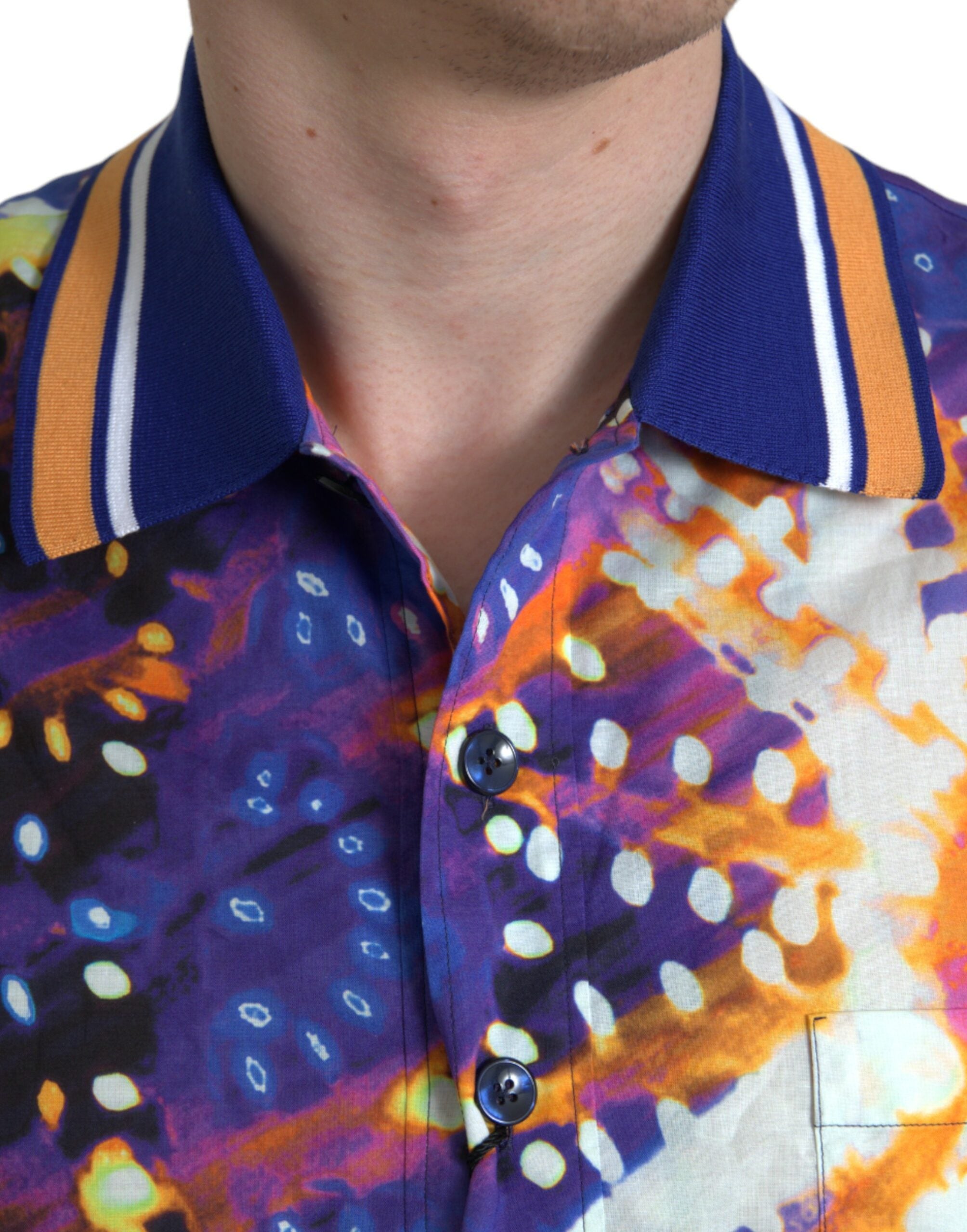 Camicia Casual in Cotone Stampa Luminarie Multicolor Dolce & Gabbana