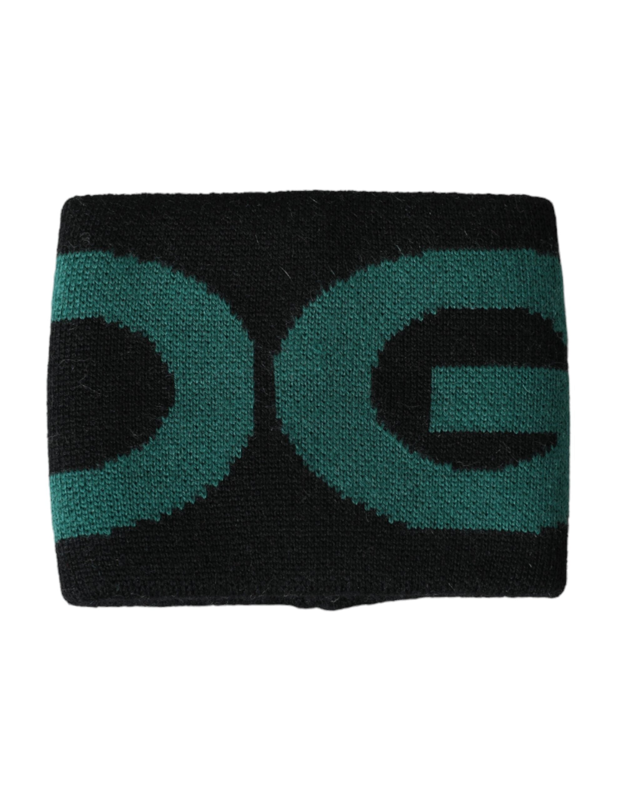 Dolce & Gabbana Polsino in lana nero verde con logo #DGMILLENNIALS
