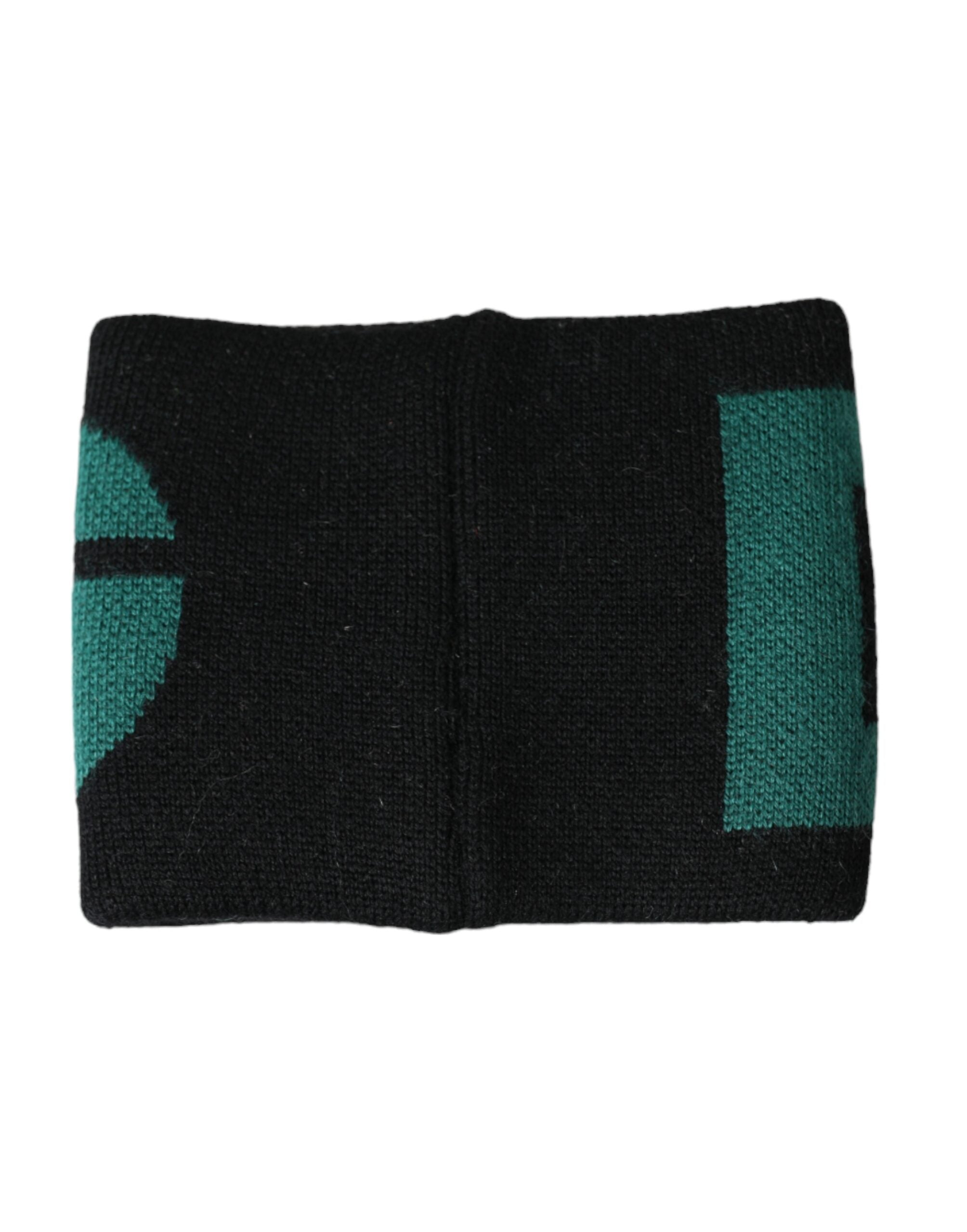 Dolce & Gabbana Polsino in lana nero verde con logo #DGMILLENNIALS