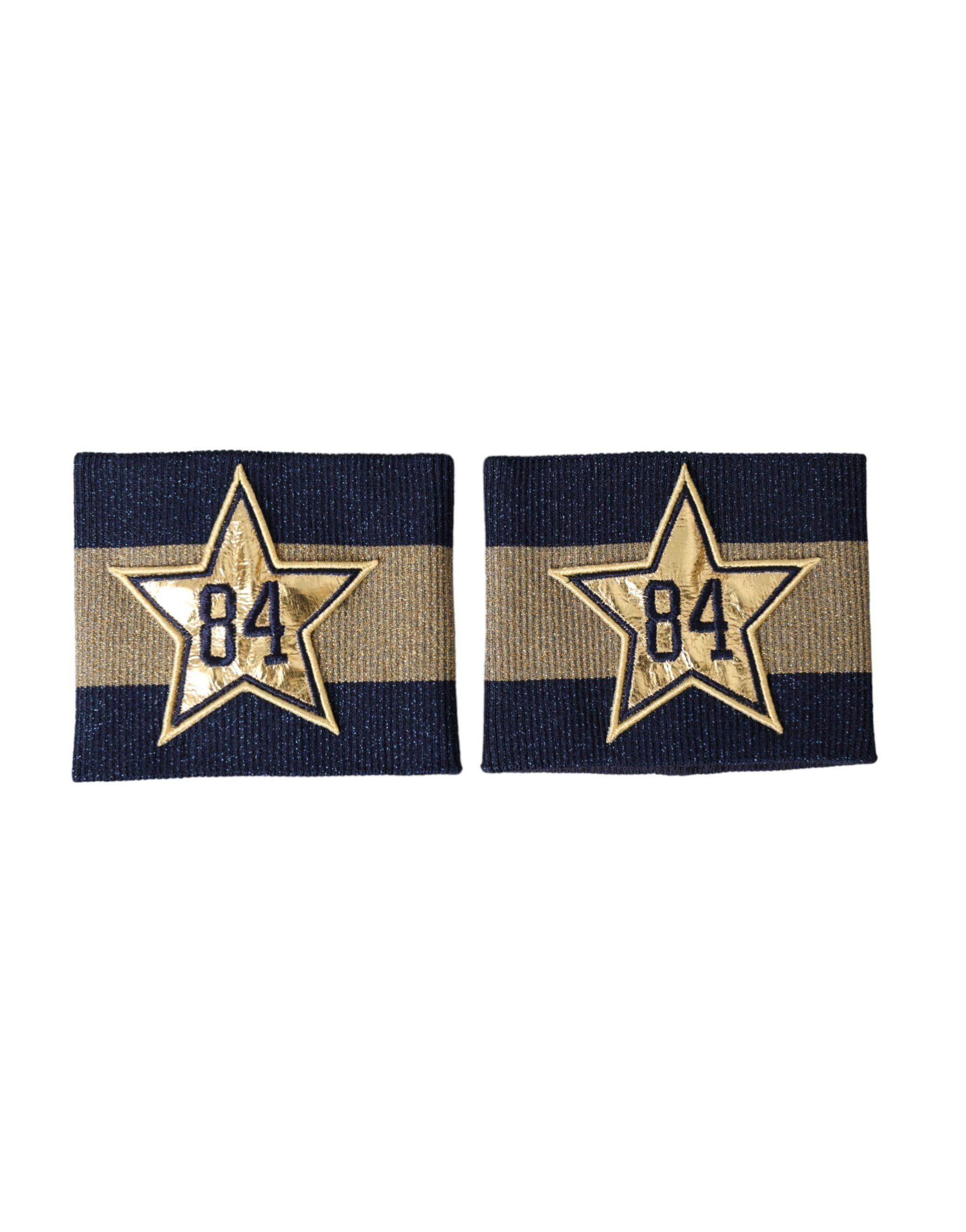 Dolce & Gabbana Polsino Nero Oro Logo Stella 84 Viscosa