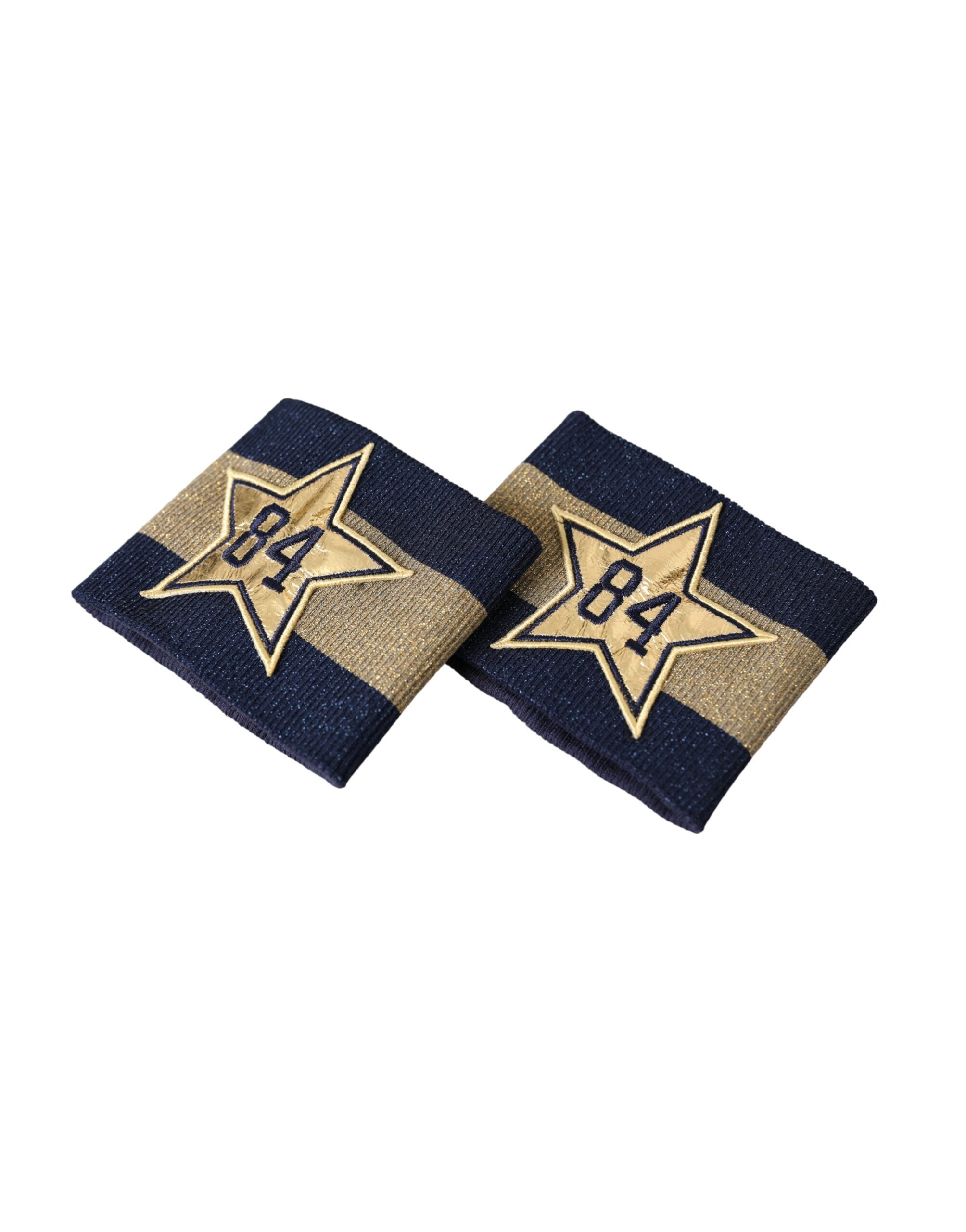 Dolce & Gabbana Polsino Nero Oro Logo Stella 84 Viscosa