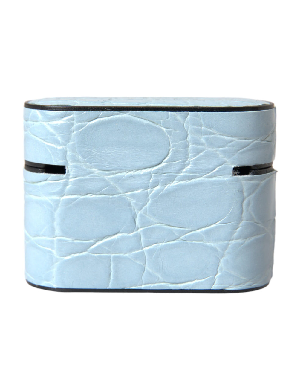 Custodia per Airpods Dolce & Gabbana Light Blue in Pelle con Placca Logo in Metallo