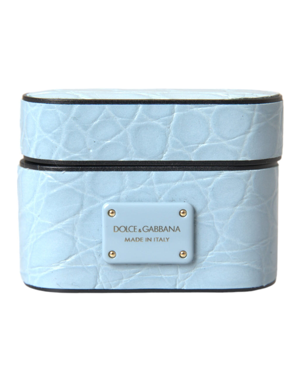 Dolce & Gabbana Light Blue Custodia Airpods in Pelle con Logo in Metallo
