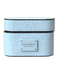 Dolce & Gabbana Light Blue Custodia Airpods in Pelle con Logo in Metallo