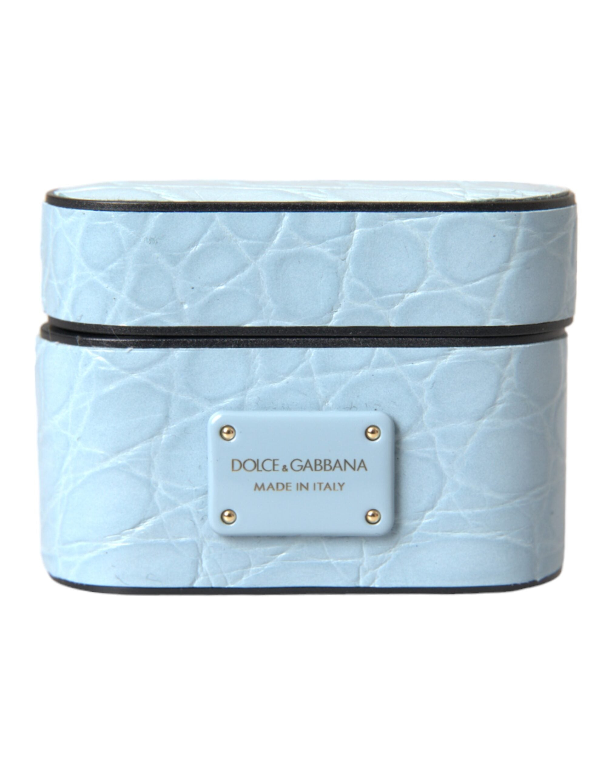 Dolce & Gabbana Light Blue Custodia Airpods in Pelle con Logo in Metallo
