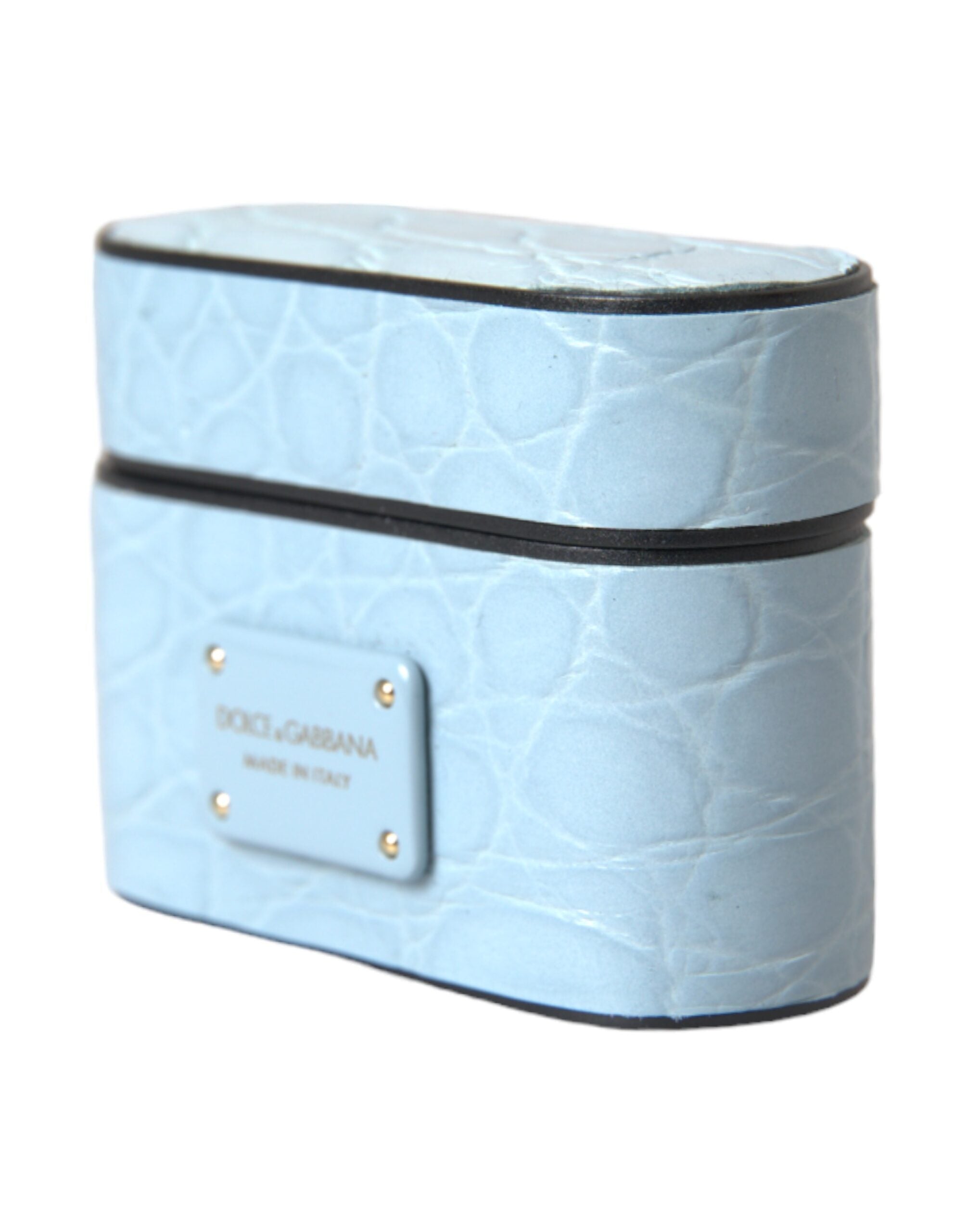 Dolce & Gabbana Light Blue Custodia Airpods in Pelle con Logo in Metallo