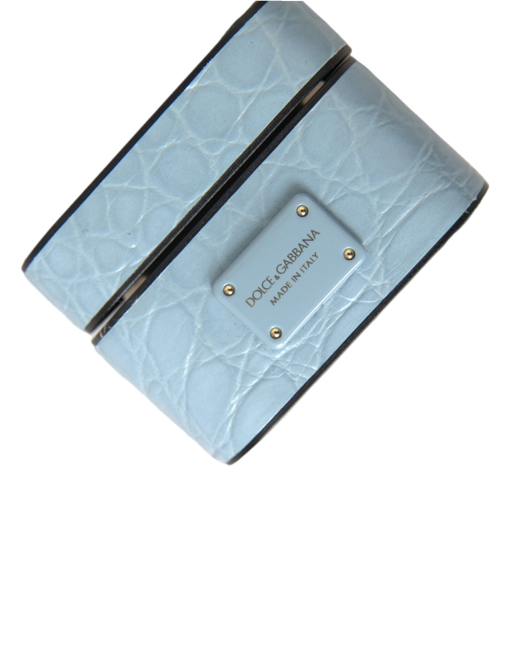 Dolce & Gabbana Light Blue Custodia Airpods in Pelle con Logo in Metallo