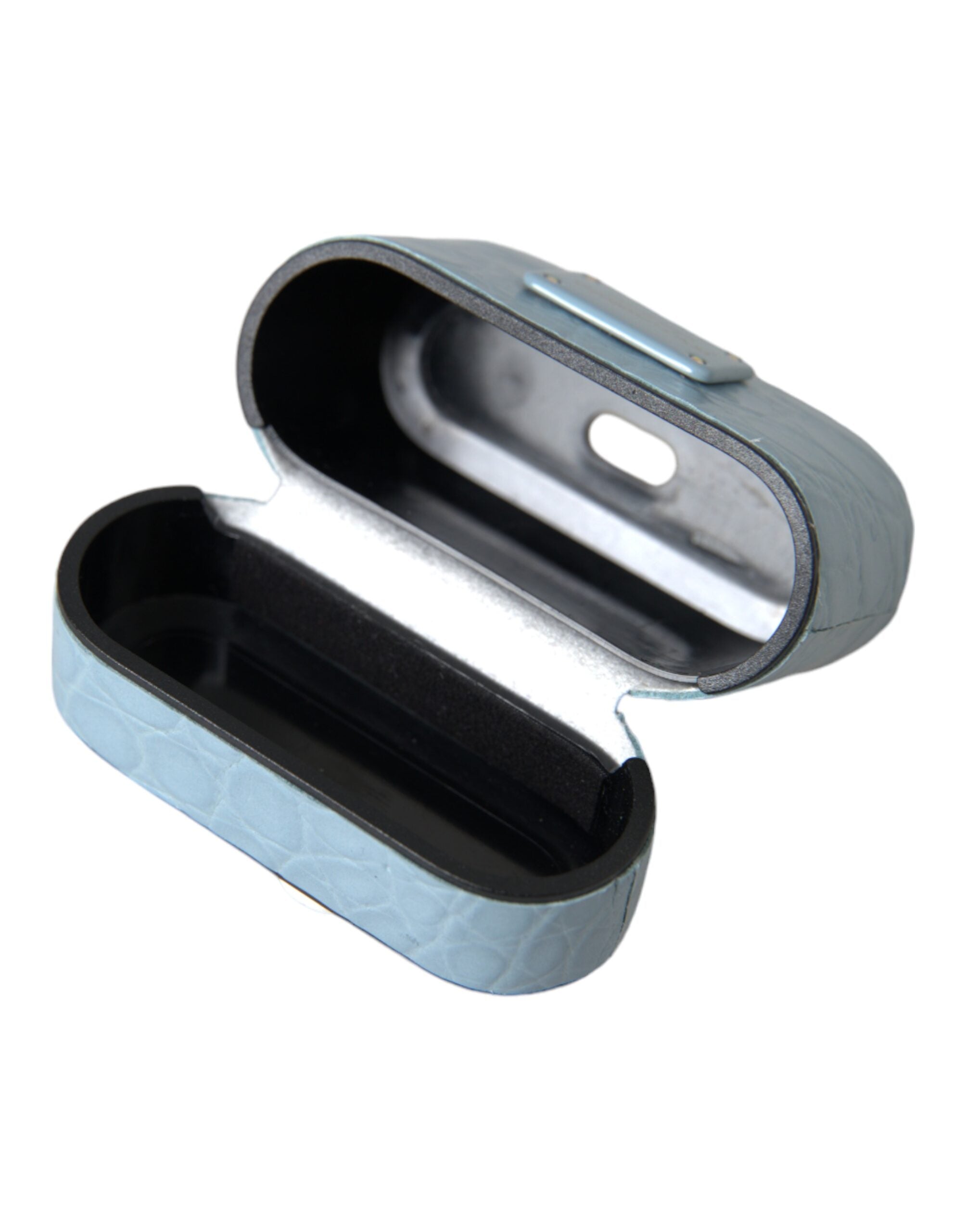 Dolce & Gabbana Light Blue Custodia Airpods in Pelle con Logo in Metallo