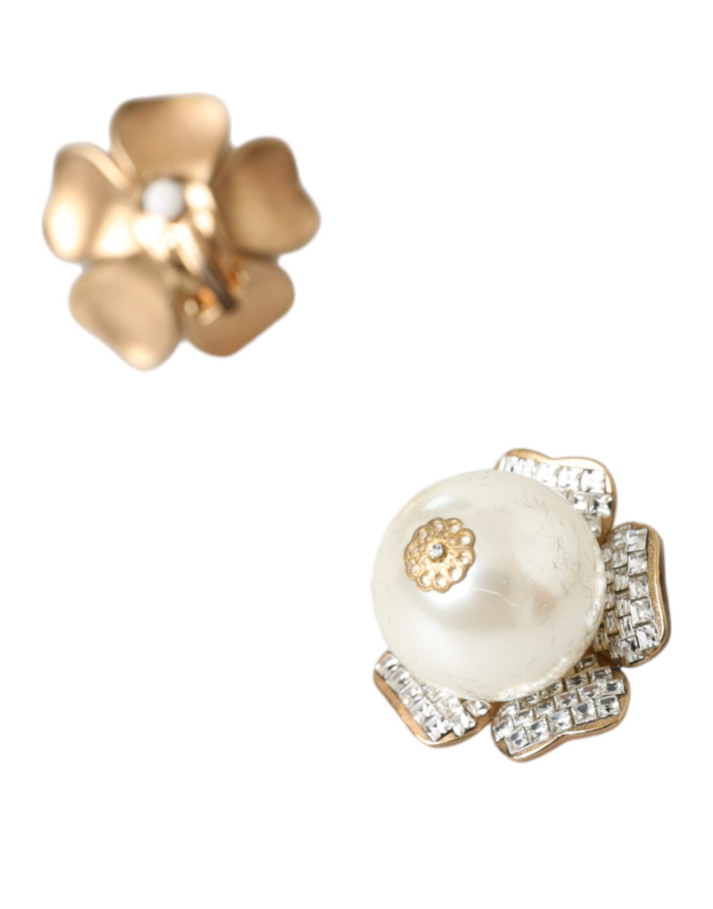 Orecchini A Clip Maxi Floreali Con Perle Finte Tonalità Oro Dolce & Gabbana