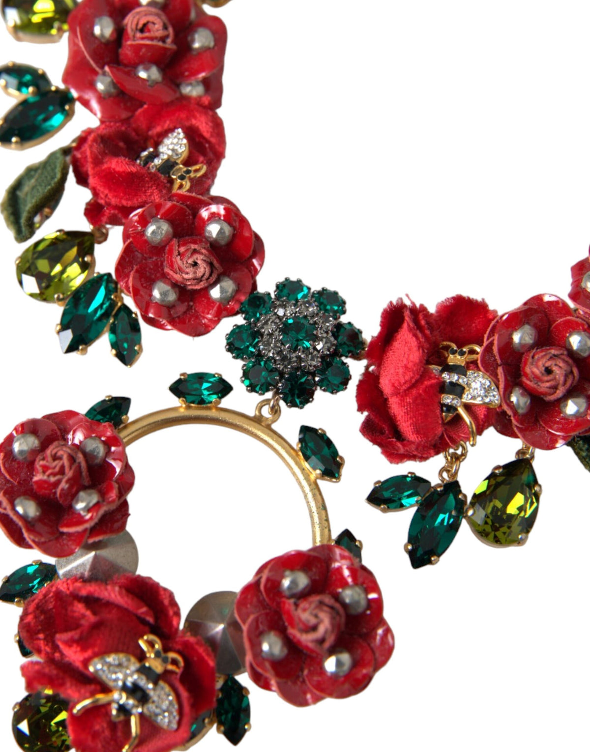 Collana con ciondolo in cristallo a forma di petalo di rosa con catena a maglie in ottone color oro Dolce & Gabbana