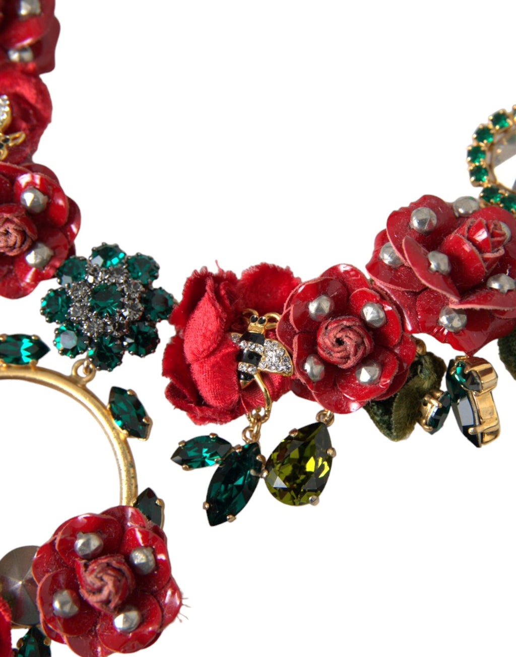 Collana con ciondolo in cristallo a forma di petalo di rosa con catena a maglie in ottone color oro Dolce & Gabbana