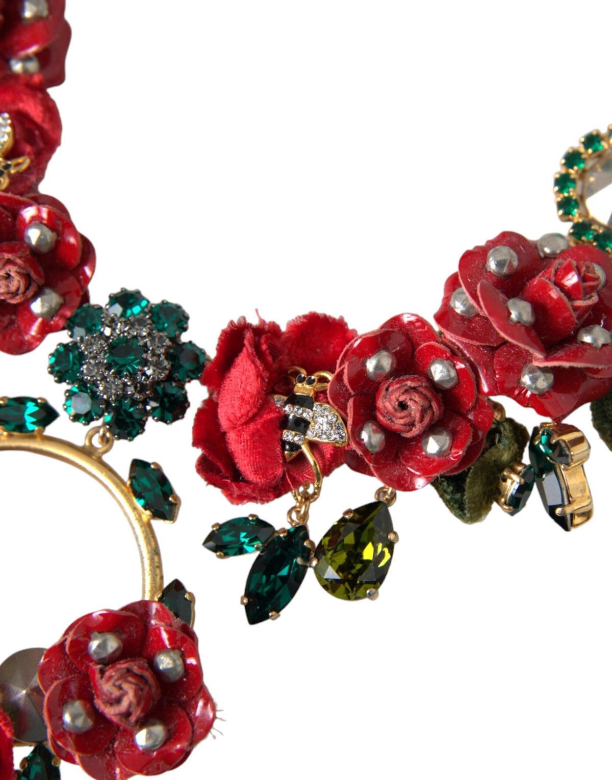 Collana con ciondolo in cristallo a forma di petalo di rosa con catena a maglie in ottone color oro Dolce & Gabbana