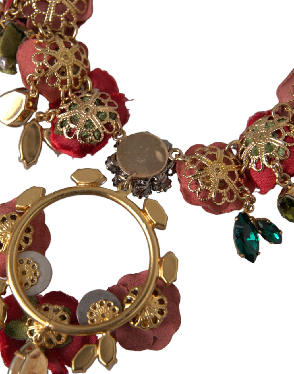 Collana con ciondolo in cristallo a forma di petalo di rosa con catena a maglie in ottone color oro Dolce & Gabbana