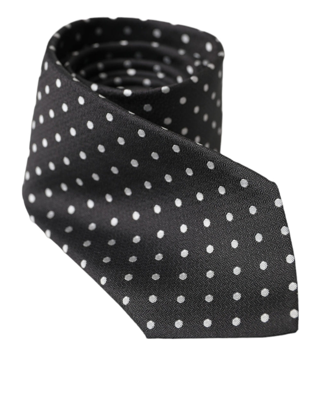 Dolce & Gabbana Mascherina in 100% Seta con Cravatta a Pois Bianchi e Neri