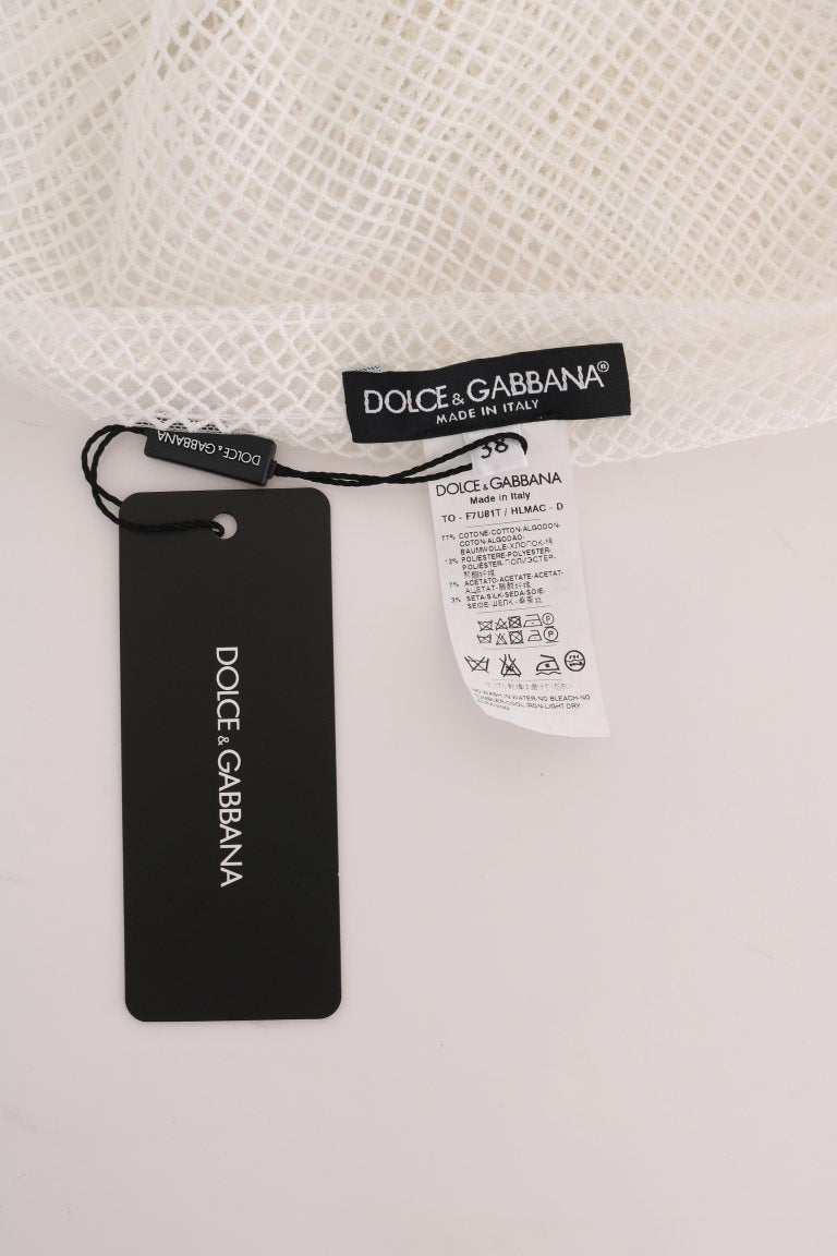 Dolce & Gabbana Canotta in rete trasparente bianca