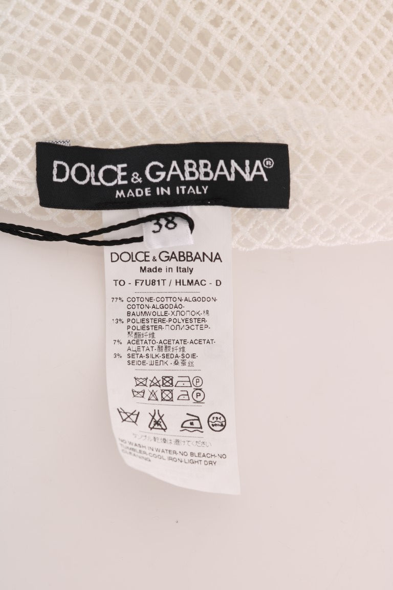 Dolce & Gabbana Canotta in rete trasparente bianca