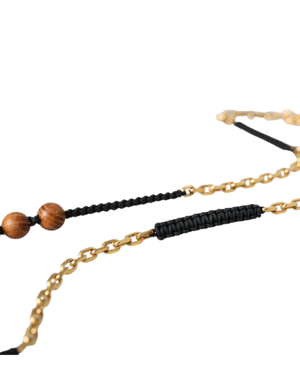 Dolce & Gabbana Ciondolo con logo con perline di legno nero e oro
