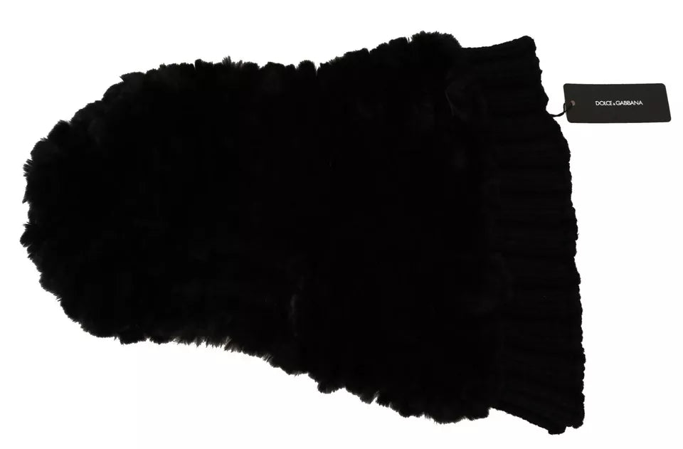 Sciarpa con cappuccio in cashmere e pelliccia di volpe argentata Dolce & Gabbana nera