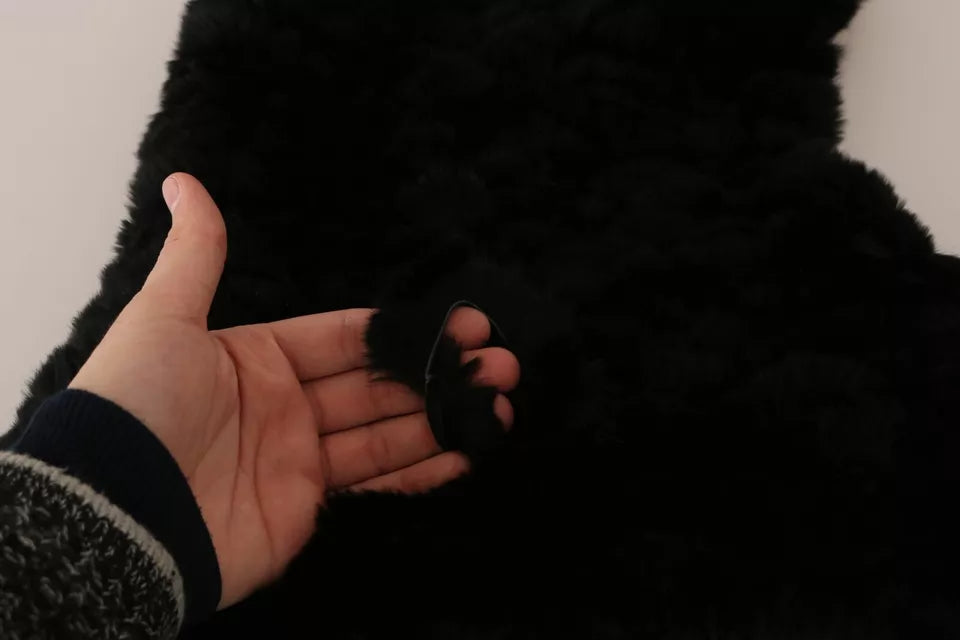 Sciarpa con cappuccio in cashmere e pelliccia di volpe argentata Dolce & Gabbana nera