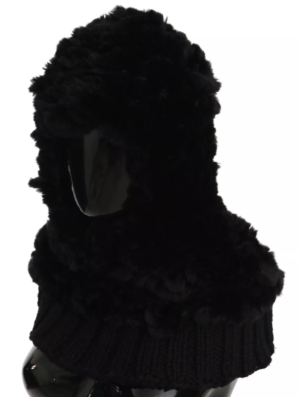 Sciarpa con cappuccio in cashmere e pelliccia di volpe argentata Dolce & Gabbana nera