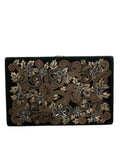 Borsetta pochette da sera Dolce & Gabbana in velluto nero con cornice dorata