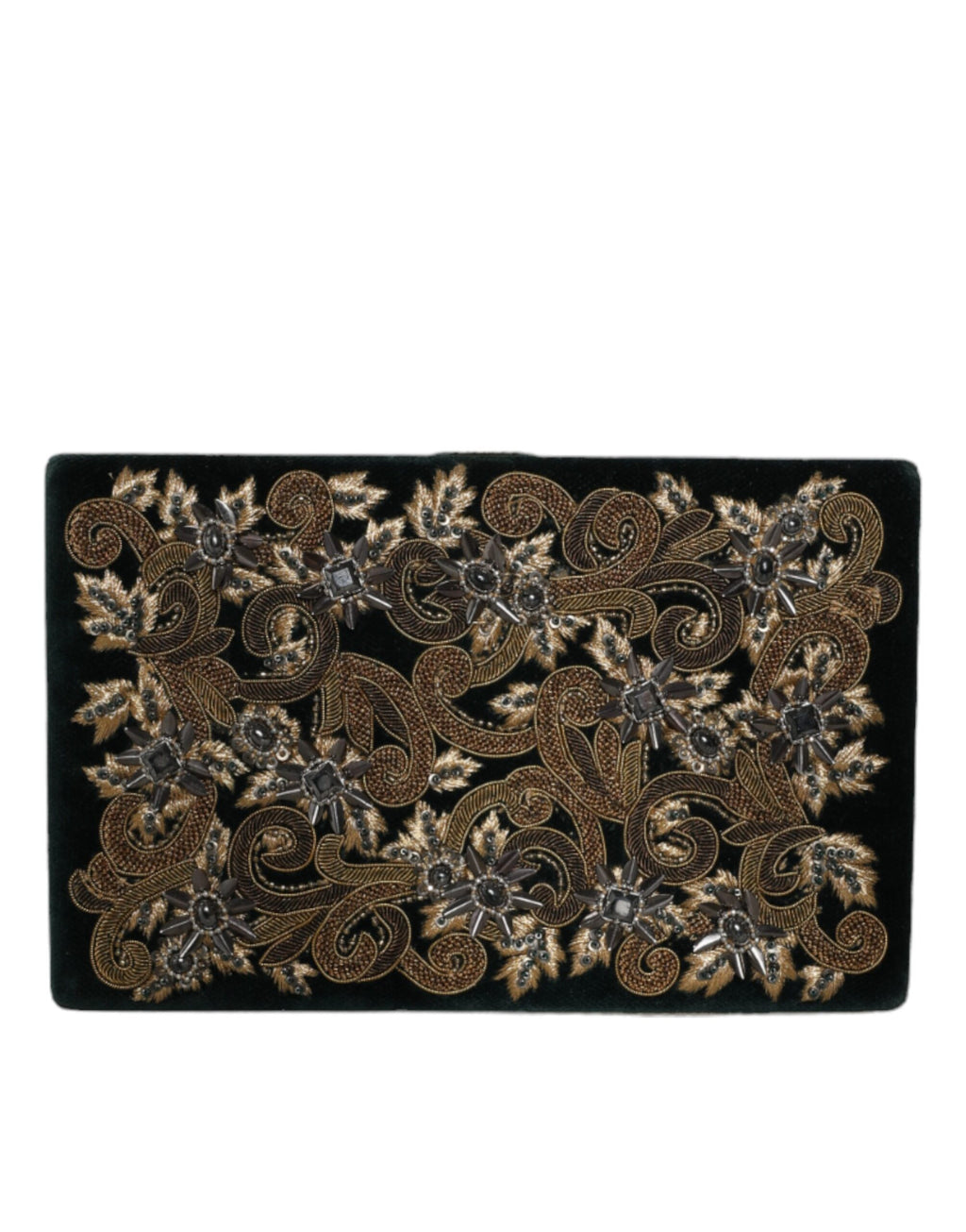 Borsetta pochette da sera Dolce & Gabbana in velluto nero con cornice dorata