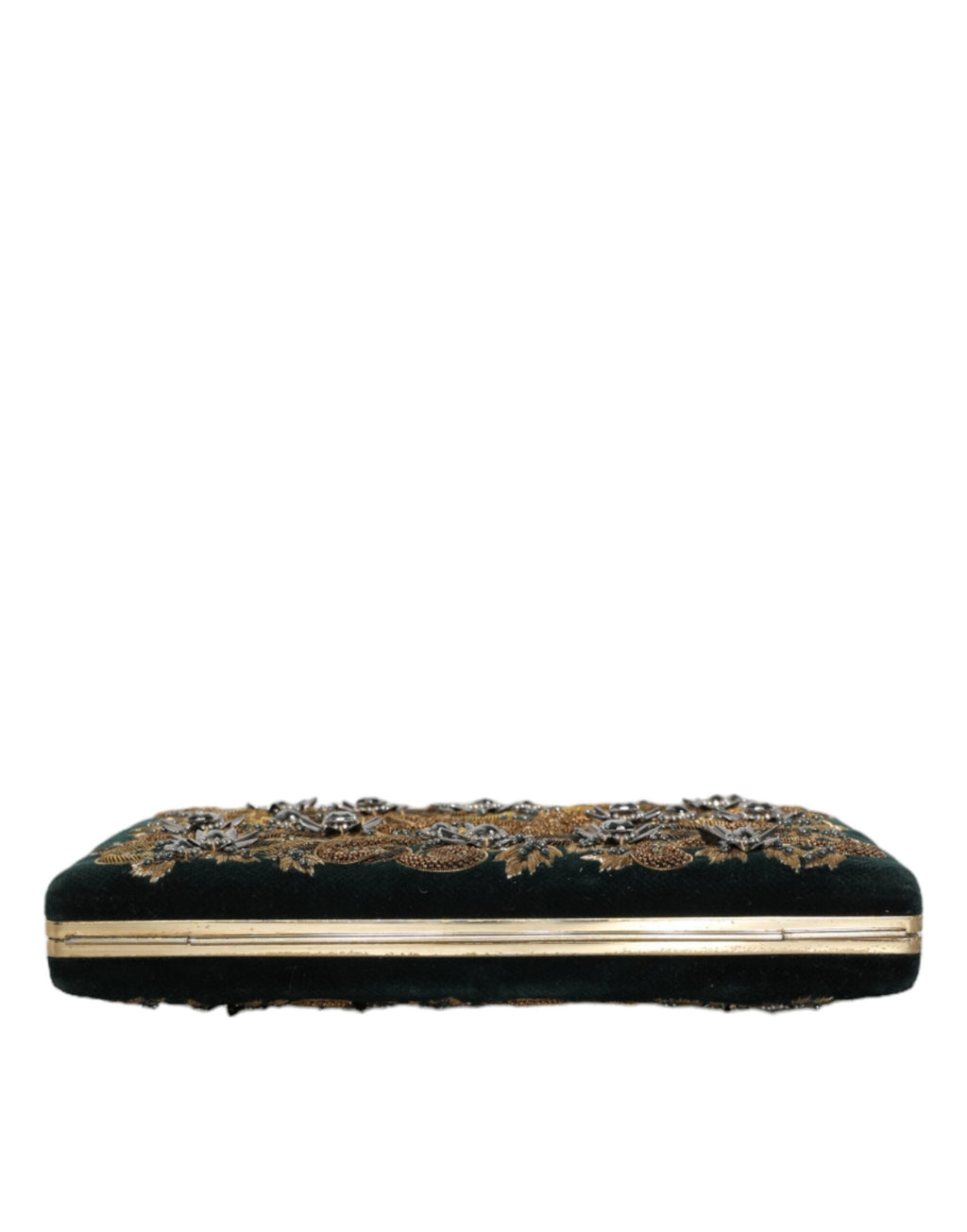 Borsetta pochette da sera Dolce & Gabbana in velluto nero con cornice dorata