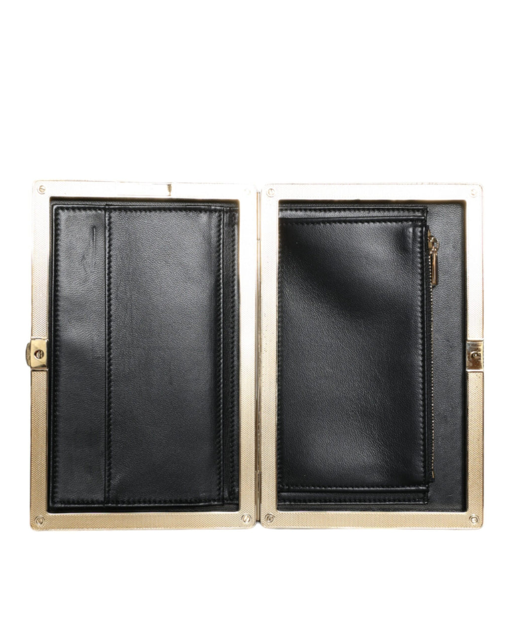 Borsetta pochette da sera Dolce & Gabbana in velluto nero con cornice dorata