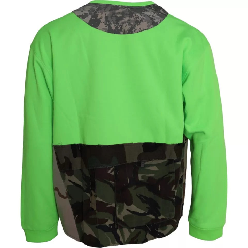 Dolce & Gabbana Maglione Girocollo con Cuore Patchwork Verde