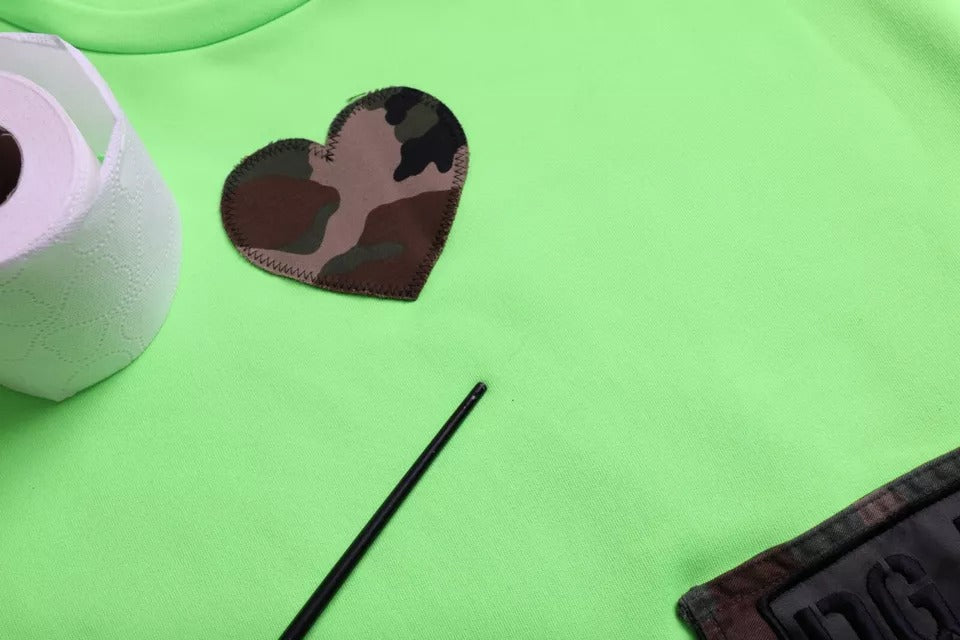 Dolce & Gabbana Maglione Girocollo con Cuore Patchwork Verde