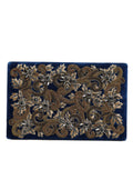 Dolce & Gabbana Borsa da sera a pochette in velluto blu con cornice dorata