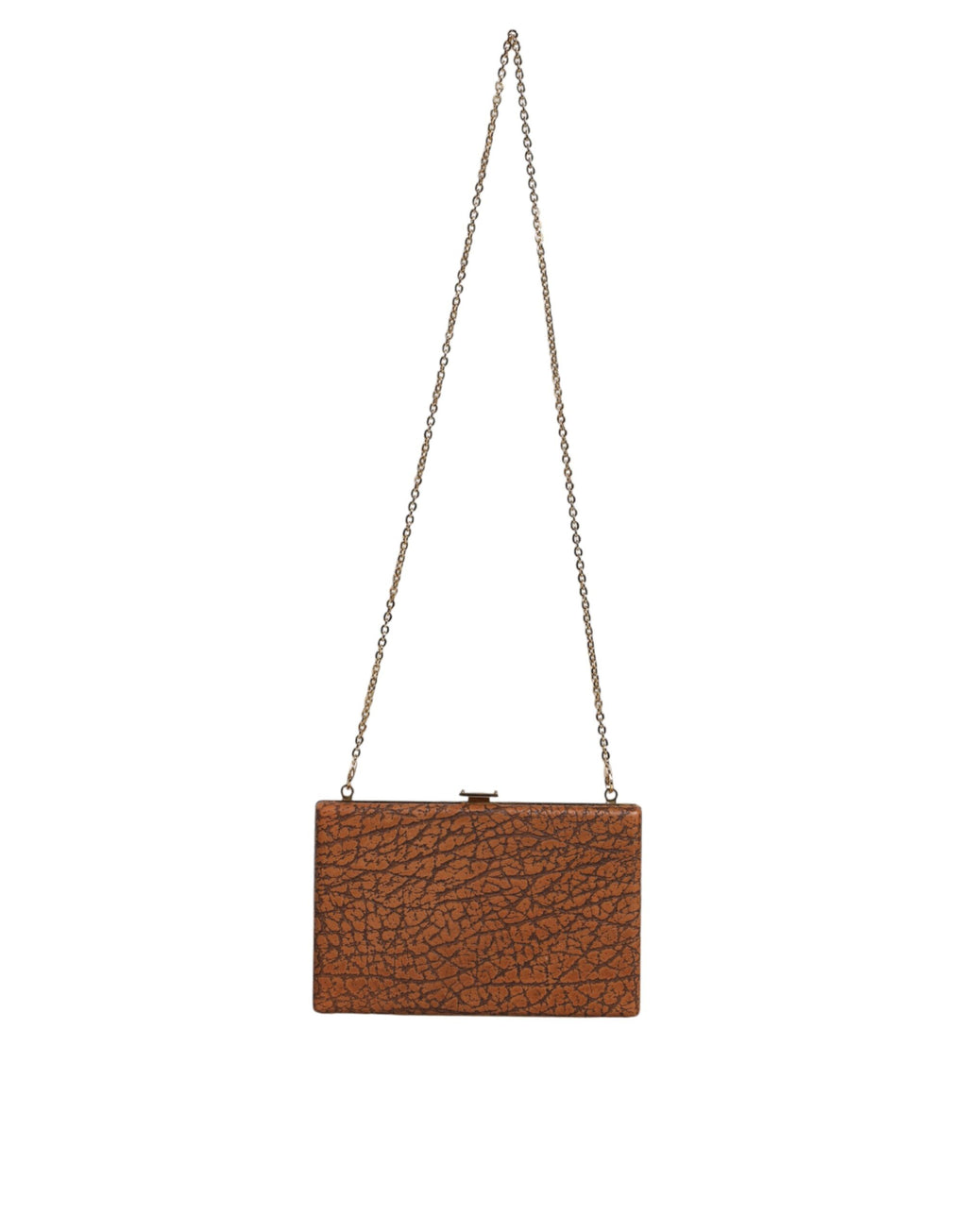 Dolce & Gabbana Borsa Mini a Tracolla Marrone in Pelle con Cornice Dorata