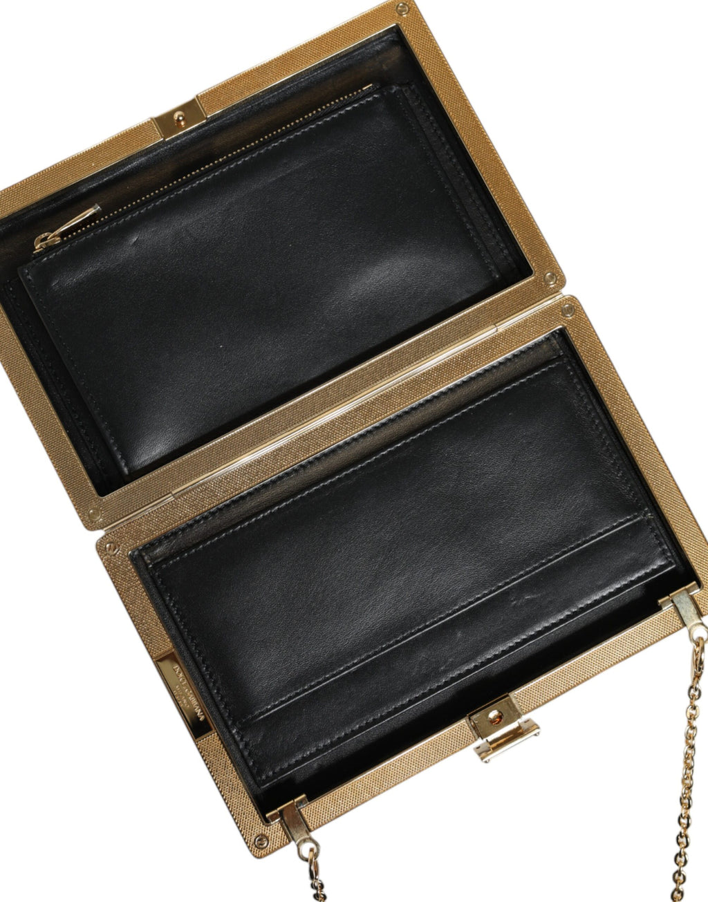 Dolce & Gabbana Borsa Mini a Tracolla Marrone in Pelle con Cornice Dorata