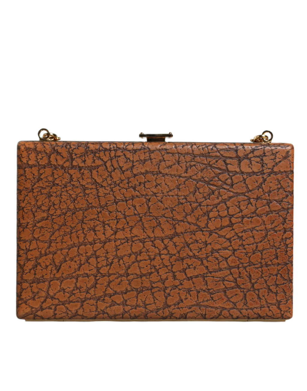 Dolce & Gabbana Borsa Mini a Tracolla Marrone in Pelle con Cornice Dorata