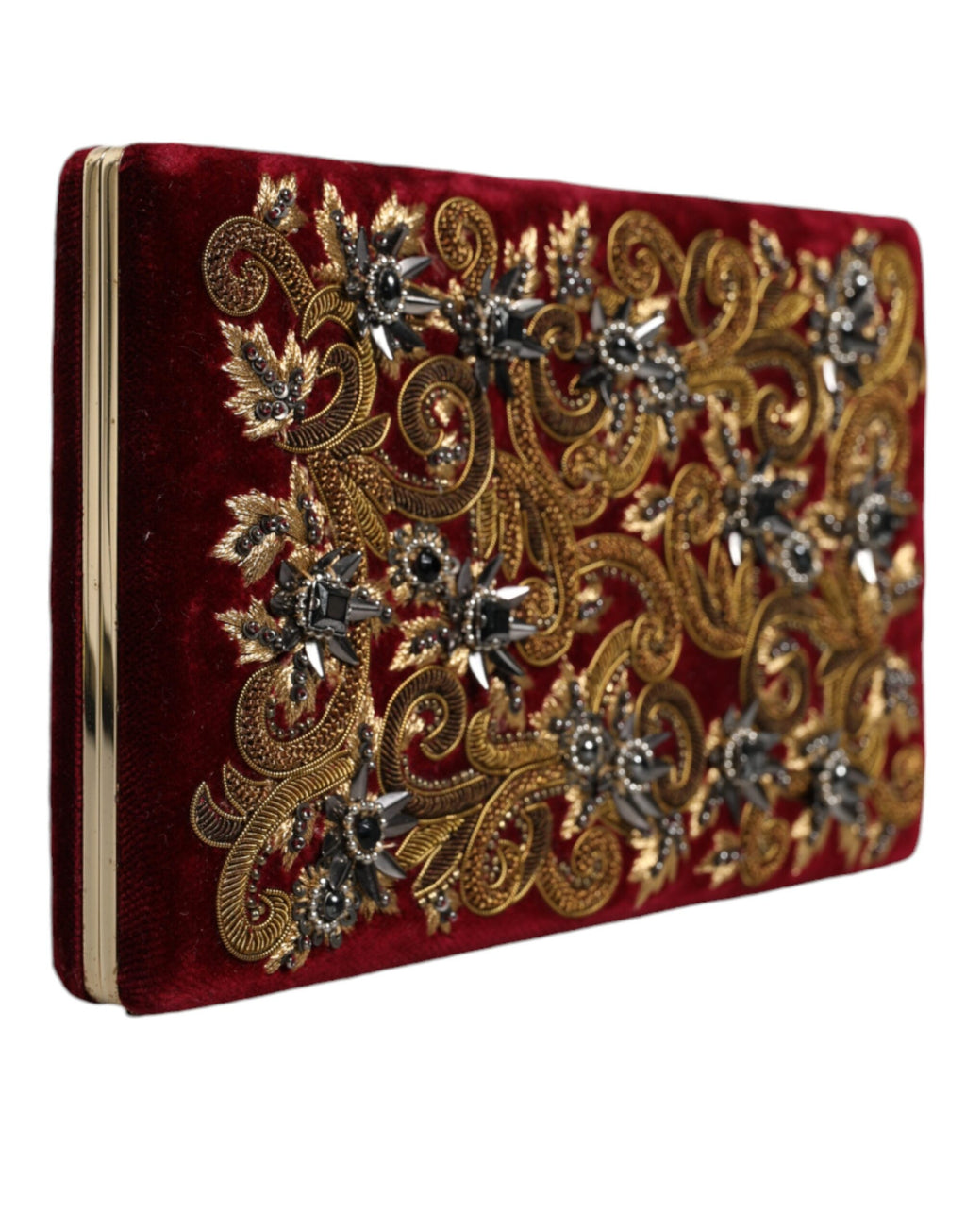 Dolce & Gabbana Borsa da sera Pochette con cornice dorata in velluto rosso
