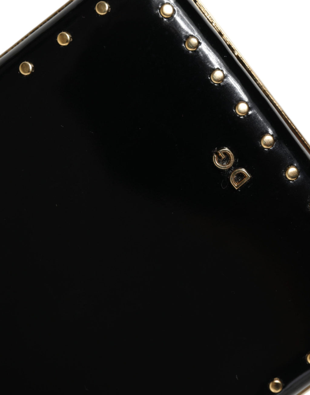 Dolce & Gabbana Borsa da sera a pochette in pelle nera con borchie e struttura dorata